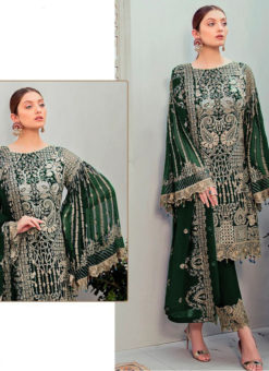 Georgette Designer Green Embroidered Work Party Wear Pakistani Suit
