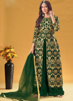 Wonderful Green Georgette Designer Embroidered Work Salwar Kameez