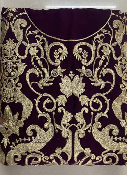 Amazing Purple Embroidered Work Designer Georgette Salwar Kameez