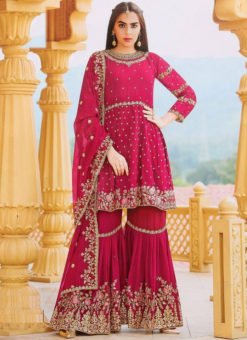 Pink Georgette Embroidered And Stone Work Designer Pakistani Suit