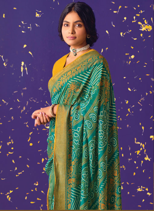 Rama Zari Weaving Brasso Party Wear Saree