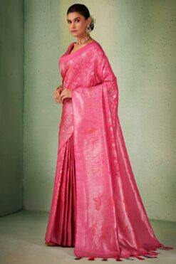Pink Color Kanjivaram Silk Engaging Saree