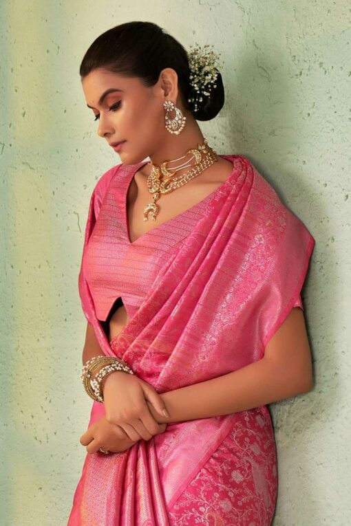 Pink Color Kanjivaram Silk Engaging Saree