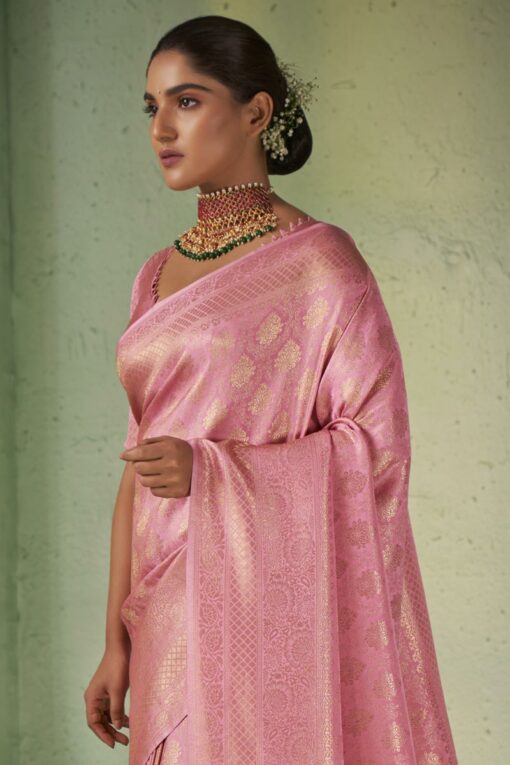 Pink Color Kanjivaram Silk Saree with Amazing Weaving Work