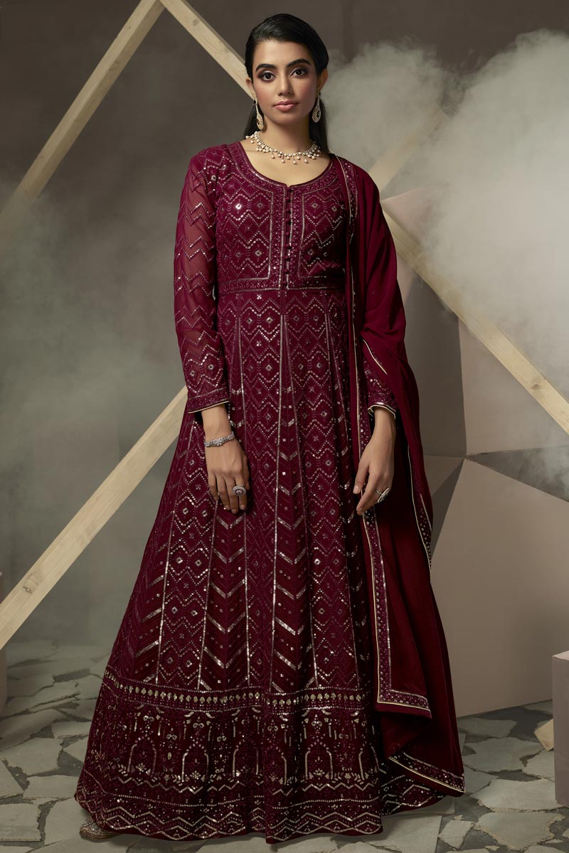 Maroon Colour Dress Material - Buy Maroon Colour Dress Material online in  India