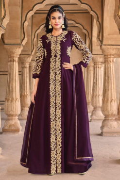 Purple Color Georgette Fabric Function Wear Divine Anarkali Suit