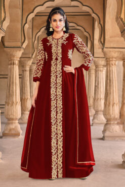 Maroon Color Georgette Fabric Function Wear Fetching Anarkali Suit