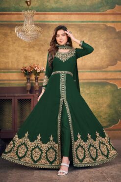 Radiant Green Color Georgette Fabric Embroidered Anarkali Suit