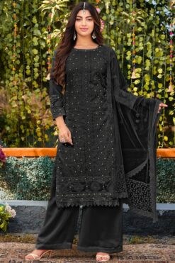 Akanksha Puri Georgette Fabric Black Color Excellent Palazzo Suit