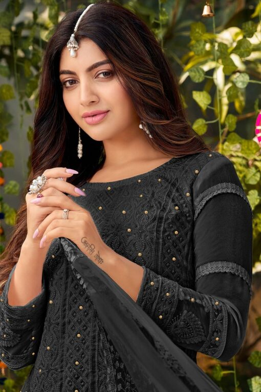 Akanksha Puri Georgette Fabric Black Color Excellent Palazzo Suit