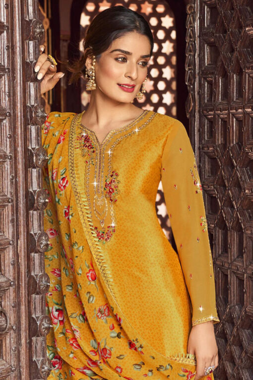 Radiant Yellow Color Crepe Fabric Festival Style Patiala Suit