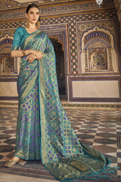 Tempting Chinon Fabric Sea Green Color Bandhani Printed Saree