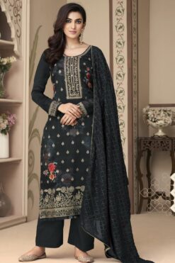 Black Color Art Silk Fabric Digital Printed Awesome Palazzo Suit