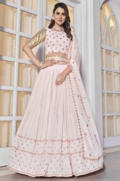 Georgette Fabric Pink Color Function Wear Imperial Lehenga