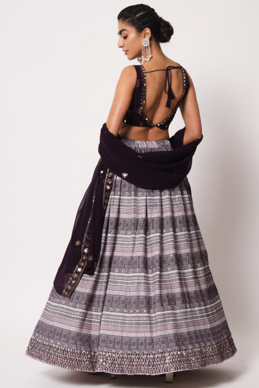 Beguiling Purple Color Art Silk Fabric Printed Lehenga