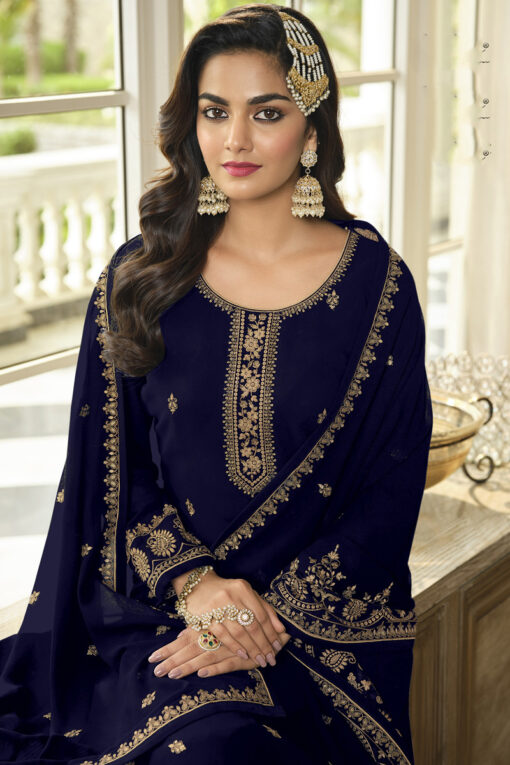 Function Wear Blue Color Georgette Fabric Tempting Sharara Suit