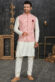 Trendy Textured Off White Color Cotton Fabric Kurta Pyjama With Jacket