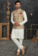 Intriguing Off White Color Kurta Pyjama With Jacket In Cotton Fabric