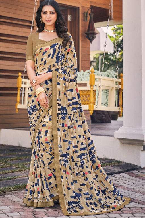 Chikoo Color Lavish Georgette Light Weight Casual Saree