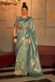 Intricate Function Look Sequins Work Organza Green Color Saree