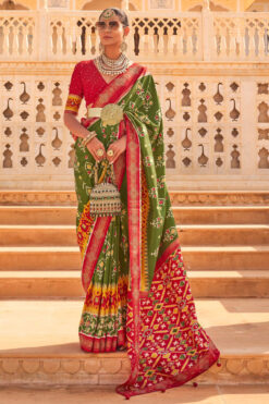 Function Style Olive Color Majestic Art Silk Saree