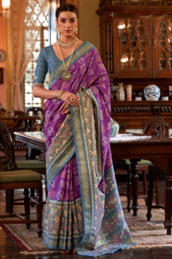 Charming Purple Color Art Silk Fabric Digital Printed Saree