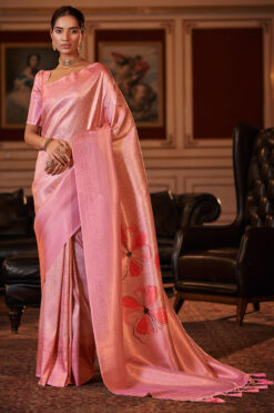 Festive Look Pink Color Jacquard Fabric Amazing Saree