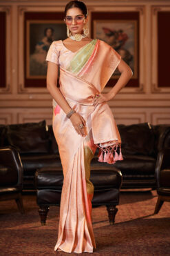 Cream Color Appealing Festive Look Saree In Jacquard Fabric