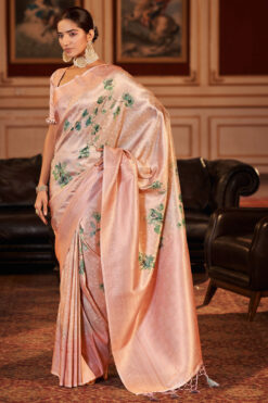 Jacquard Fabric Cream Color Enticing Festive Look Saree