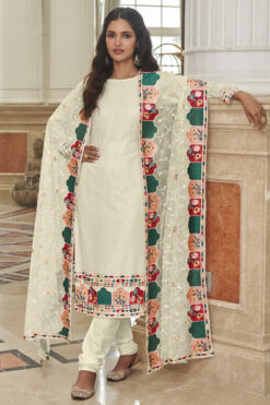 Vartika Singh Fascinating Off White Color Georgette Palazzo Suit