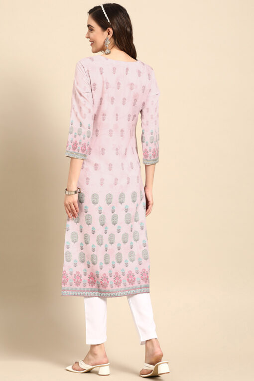 Floral Printed Pink Color Gorgeous Kurti In Rayon Fabric