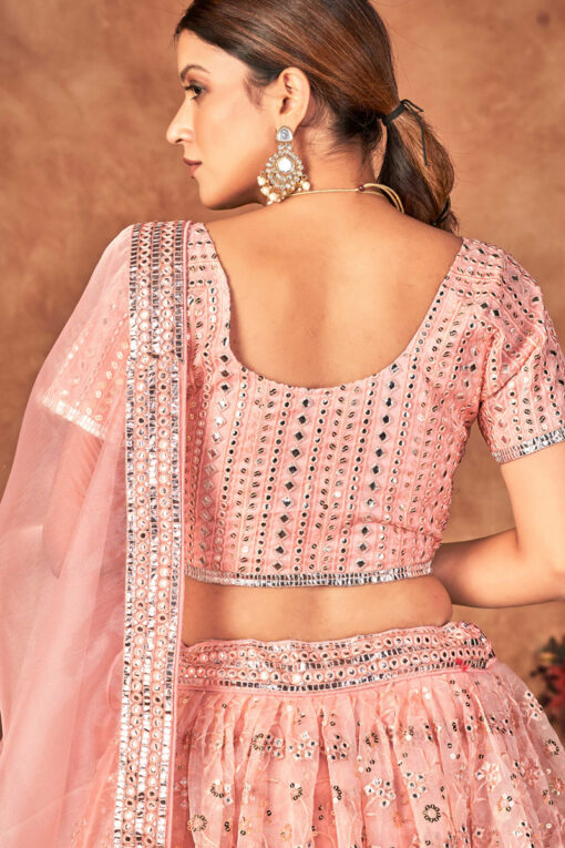 Organza Fabric Function Wear Mesmeric Lehenga In Pink Color