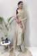 Grey Color Graceful Dyed Printed Ready To Wear Chiffon Saree