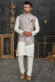 Off White Color Charming Kurta Pyjama Jacket Set In Cotton Fabric