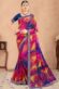 Multi Color Vintage Printed Banarasi Weaving Border Chiffon Saree
