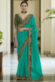 Silk Traditional Saree In Dark Green With Thread Work