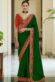 Silk Traditional Saree In Olive Color With Thread Work
