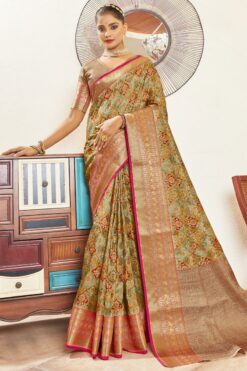 Marvellous Digital Printed Art Silk Fabric Saree In Multi Color