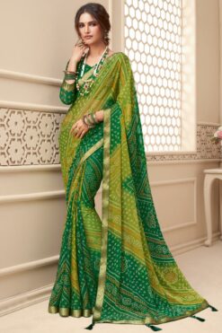 Vartika Singh Green Chiffon Casual Look Trendy Saree