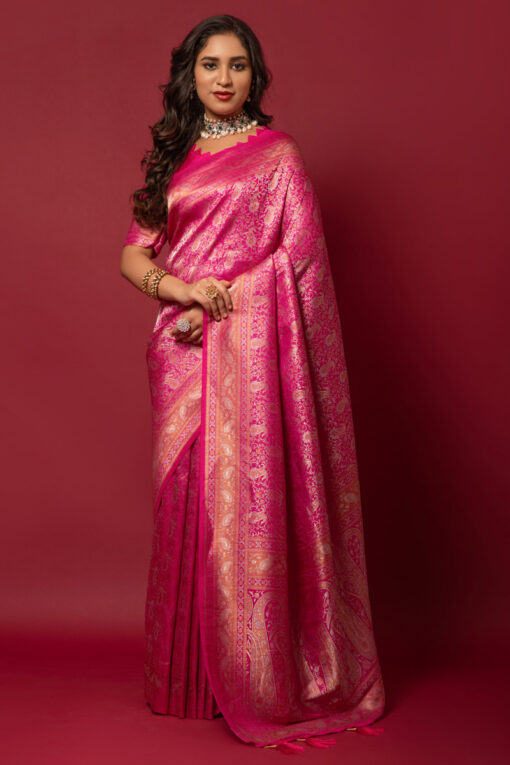 Rani Color Art Silk Fabric Superior kanjivaram Printed Saree
