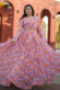 Multi Colour Digital Printed Silk Floor Length Gown