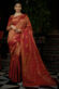 Crimson Red Two Tone Kanjivaram Silk Saree With Weaving Work