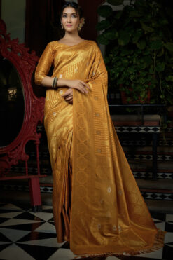 Elegance Mustard Color Two Tone Kanjivaram Silk Saree