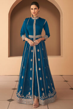 Blue Color Ingenious Floor Length Georgette Anarkali Suit