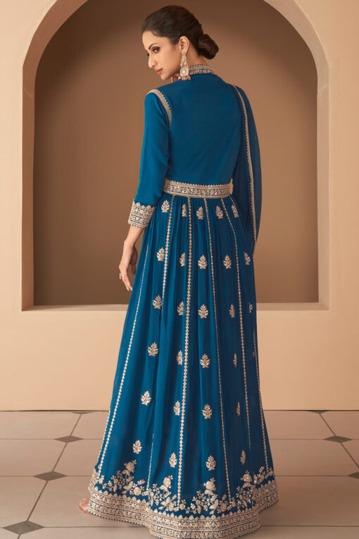 Blue Color Ingenious Floor Length Georgette Anarkali Suit