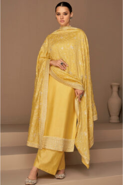 Alluring Art Silk Yellow Palazzo Suit