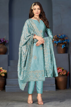 Sky Blue Vichitra Fabric Salwar Suit