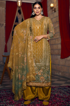 Georgette Fabric Mustard Color Palazzo Suit