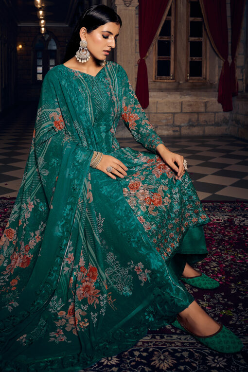 Georgette Fabric Sea Green Color Palazzo Suit