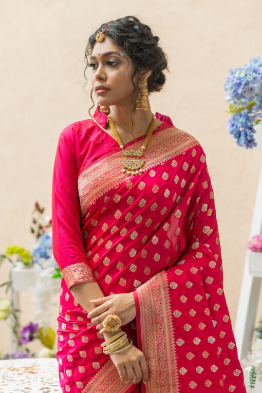 Pink Color Attractive Banarasi Silk Saree